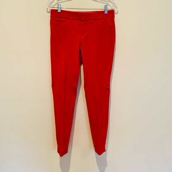 Banana Republic Sloan New Vermillion Bright Poppy Red Cotton Spandex Pants Sz 2 - Picture 4 of 11